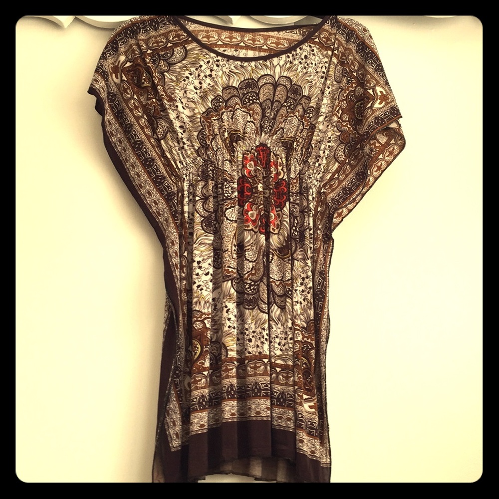 Silky boho short sleeve tunic